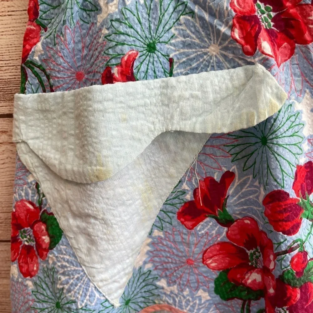 VINTAGE HANDMADE REVERSIBLE APRON IN BLUE‎